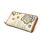 SOTANIA 經典地圖紋拉鏈長款錢包 時尚百搭 功能性強 6卡層+2紙幣層+1硬幣層+2側面附加層