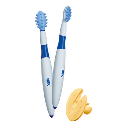 德國(guó) NUK 兒童牙齒按摩刷套裝 寶寶訓(xùn)練牙刷三件套