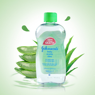 美國(guó) Johnson & Johnson 強(qiáng)生嬰兒潤(rùn)膚油 蘆薈精華bb油 按摩油 滋潤(rùn)保濕 去頭垢（500ml/瓶）