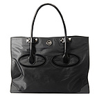 韓國NUW23度 Robin 女士黑色時尚單肩包 漆皮裝飾布包  休閑布料和人造漆皮面料 輕盈便捷  