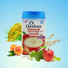 美國 Gerber 嘉寶桃子蘋果燕麥米粉/水果味米糊015000070120 100%天然谷物營養豐富 227g/罐 寶寶輔食