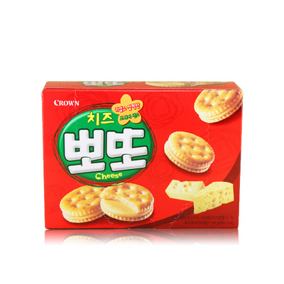 韓國crown/可拉奧 波導夾心芝士餅干 奶酪夾心餅干 辦公室休閑零食中盒 161g