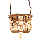 巴寶莉經(jīng)典騎士格紋真皮女包3968126  Burberry棕色格紋手提包