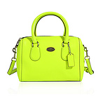 蔻馳Coach  新款牛皮單肩斜挎女桶包 小號波士頓貝殼女包熒光綠女包 F34697