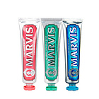 意大利瑪爾斯MARVIS牙膏3支組合裝 紅色肉桂薄荷+經典強效薄荷+藍色海洋薄荷75ml/支