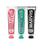 意大利瑪爾斯MARVIS牙膏3支組合裝 紅色肉桂薄荷+經典強效薄荷+黑色甘草薄荷75ml/支