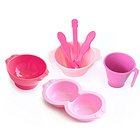 韓國優(yōu)妮如意Uinlui多彩環(huán)保餐具 嬰兒健康碗勺 非塑料百分百甘蔗制品 粉色系7件套