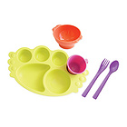 韓國優妮如意Uinlui多彩環保餐具5件套 天使餐盤 嬰兒健康碗勺 黃綠色餐具套裝