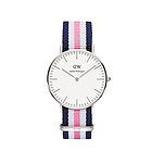 瑞典丹尼爾惠靈頓Daniel Wellington經典銀色表殼 尼龍彩色表帶  DW女士手表 時尚簡約情侶表女款 0605DW