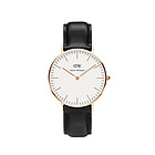 瑞典丹尼爾惠靈頓 Daniel Wellington  黑色皮帶女士石英表   超輕薄商務手表 超薄圓盤女表 情侶表女款 0508DW 