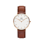 瑞典丹尼爾惠靈頓Daniel Wellington  淺棕色皮帶 女士石英表 超薄圓盤女表 情侶表女款 超輕薄優雅手表 0507DW