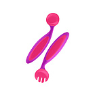 美國潮牌Boon 嬰兒可彎角學習餐具 嬰幼兒訓練叉勺一對 過度勺子叉子 粉紫藍綠藍橙3色任選