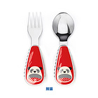 美國Skip Hop 卡通動物圖案勺叉餐具 不銹鋼勺子叉子可愛動物園系列餐具 貓頭鷹熊貓鯊魚任選