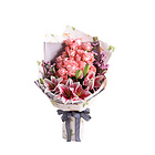 鮮花/甜蜜物語 33朵戴安娜粉玫瑰+3支粉色香水百合+粉色勿忘我