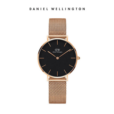 瑞典Daniel Wellington Classic Petite系列 女士黑色表盤 32mm 金色精鋼編織表帶 DW00100161