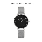 瑞典Daniel Wellington  Classic Petite系列 女士黑色表盤 32mm 銀色色精鋼編織表帶 DW00100162