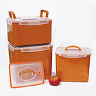 韓國KITCHEN FLOWER黃土隔板真空按壓式泡菜辣白菜保鮮盒