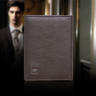 韓國NYMPH棕色TWO-TONE天然牛皮花紋男士錢夾 錢包