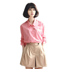 BILLYWILLY尖角領(lǐng)寬松雪紡衫（粉色）