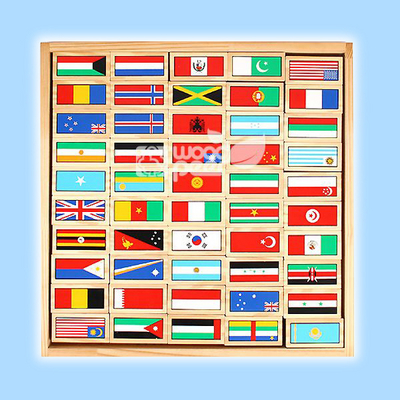 韓國 WOOD PEER 兒童益智玩具萬國國旗多米諾棋牌