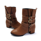 [PIXION] 韓版時尚帥氣金屬扣馬丁靴 中長筒馬丁靴 韓版低高跟鞋