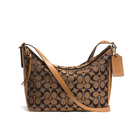 美國 COACH蔻馳 BLEECKER布里克 印花經(jīng)典標(biāo)志布E/W SULLIVAN女式半月包 真皮鑲邊 涂層帆布單肩手提包