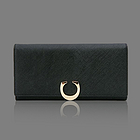 韓國CAPPACCI 斜紋goldmoon女式長款錢包 CA04-0200201  黑色