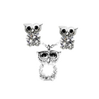 韓國 迷你銀鋪 Mini Silver 可愛貓頭鷹水鉆套裝（耳釘/項鏈） 前衛時尚 有個性