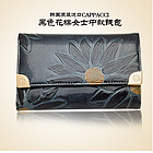韓國CAPPACCI 黑色花樣女士中款錢包 CA04-0030204 黑色