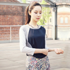 BILLYWILLY 7分拼色褶皺衫