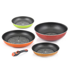 韓國Living Art 多功能手柄 五件套裝 五種鉆石涂層技術 魔法鍋具 不粘平底鍋 不粘煎炒鍋