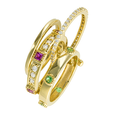 美國(guó)MORANA 4層疊加石英點(diǎn)綴戒指 四合一閃亮美戒 四色可選 無(wú)鉛產(chǎn)品